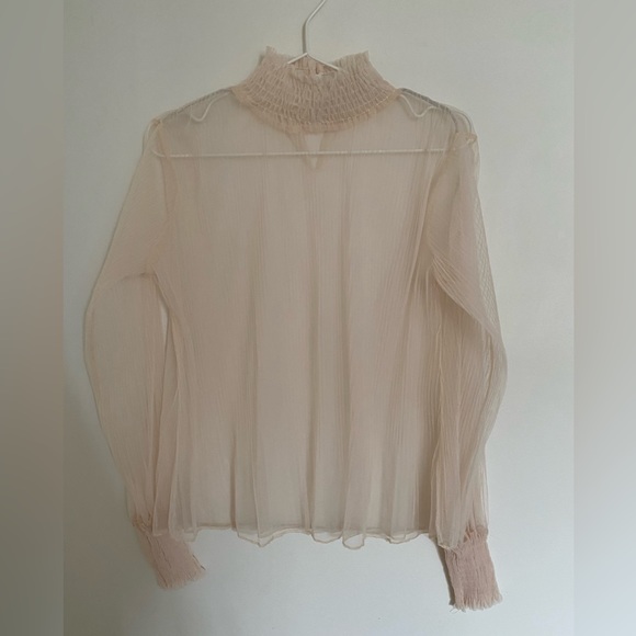 Cream Sheer Smocked Top - Picture 1 of 3